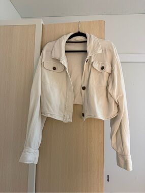 Free People Cream Cropped Jacket